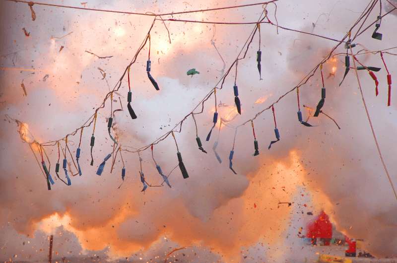 Firecrackers during Las Fallas, Valencia’s top thing to see