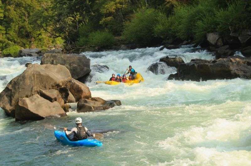 Kayaking and rafting on the Petrohué river in Lake District, Chile, photo by Next Level of Travel