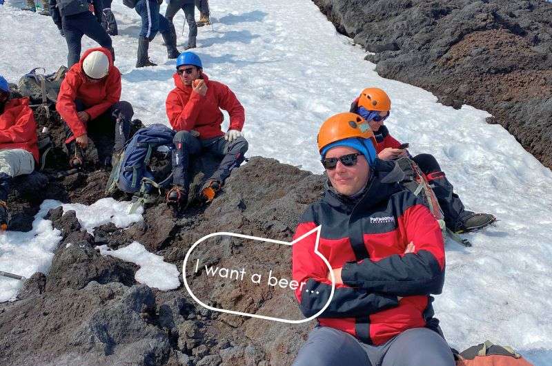 Traveler on Villarrica Volcano hike in Chile, photo by Next Level of Travel