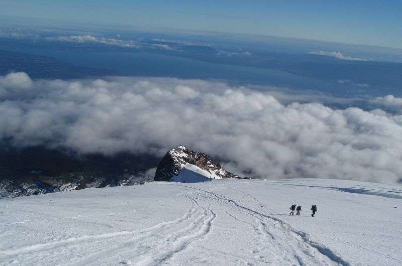 Way down from the Villarrica Volcano in Chile