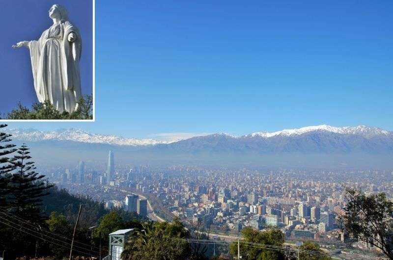 Serro San Cristóbal viewpoint, Santiago de Chile, city landscape