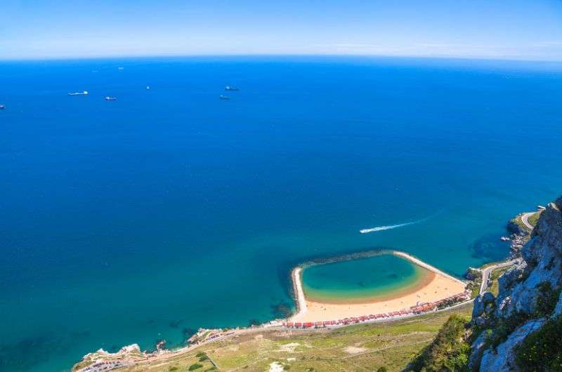 Sandy Bay beach in Gibraltar, Spain-UK