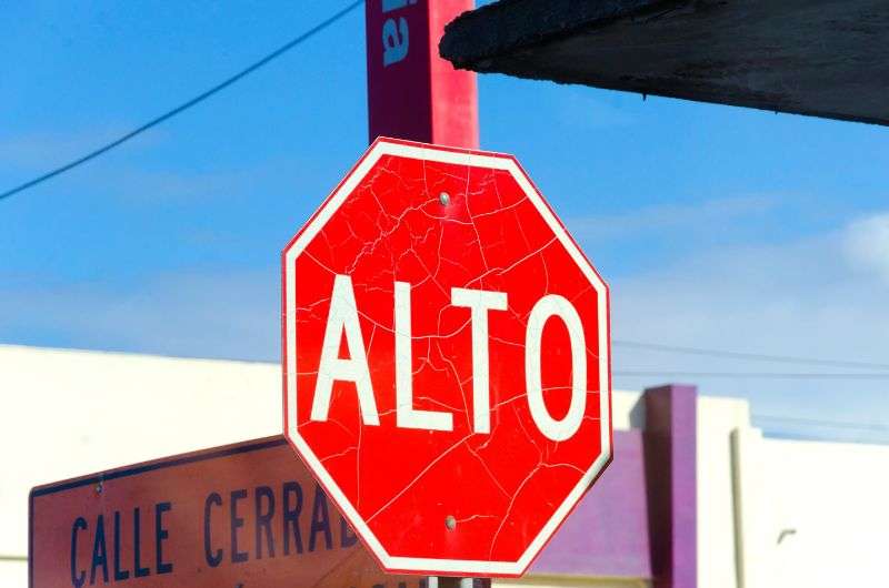 Mexican traffic stop sign, driving in Mexico
