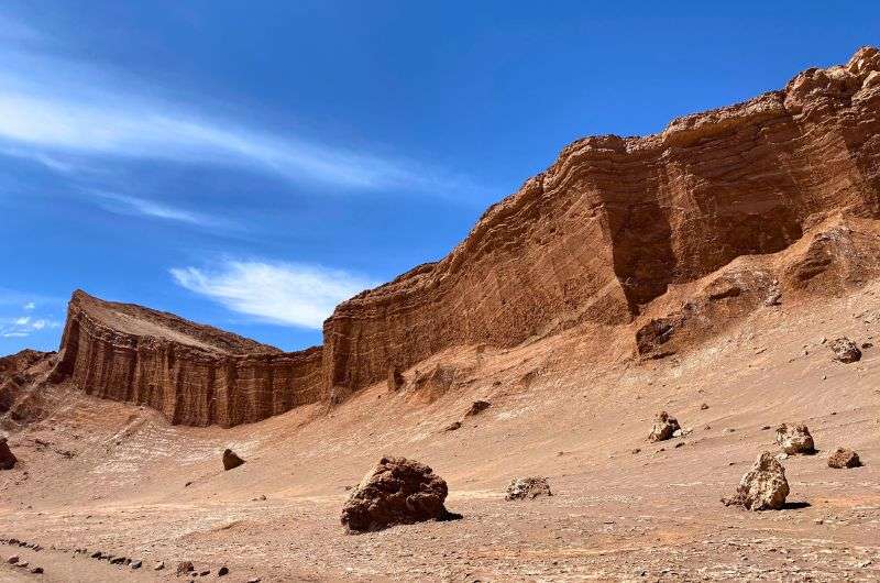 San Pedro de Atacama in Chile, red rocks and cliffs in Valle de Luna, photo by Next Level of Travel