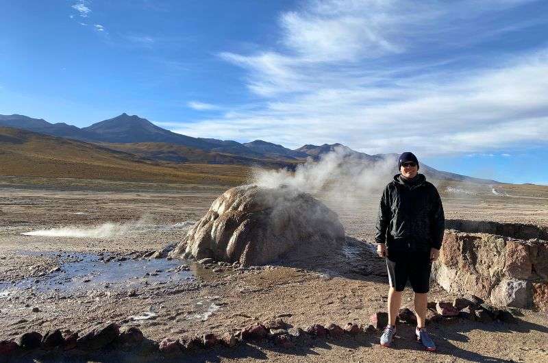 Traveler at El Tatio Geysers in Chile, photo by Next Level of Travel