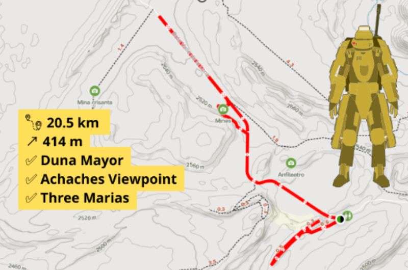 Map of how to get to Valle de la Luna in Chile