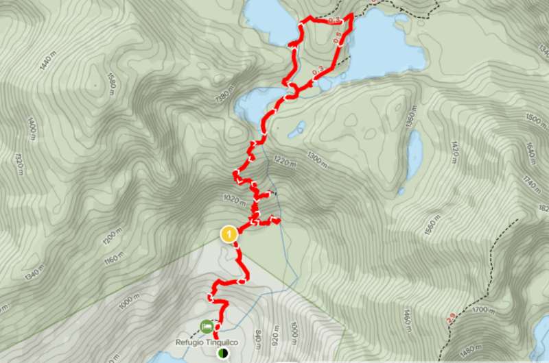 Huerquehue Lakes Trail  on a map in Chile