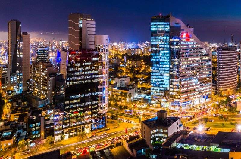 The city of Lima at night, Peru