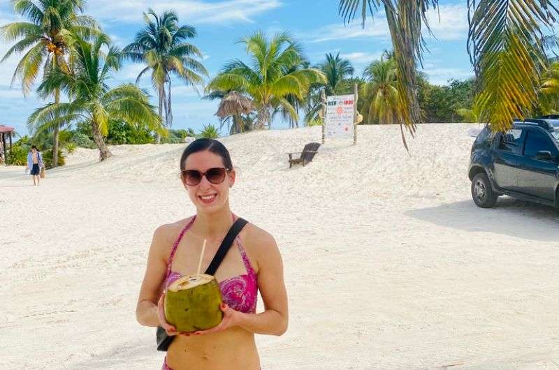 Getting fresh coconut water in Mexico