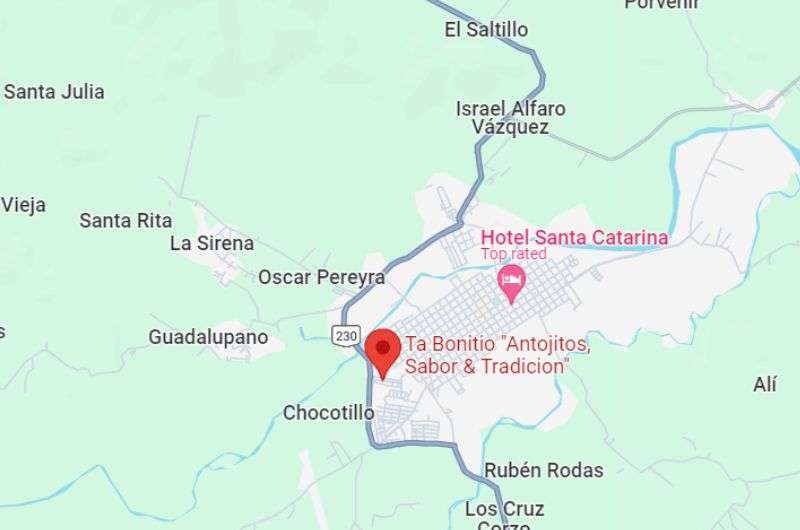 Ta Bonitio restaurant on a map, Mexico
