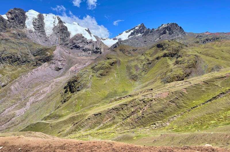 Mountains on the Rainbow Mountain hike in Peru, photo by Next Level of Travel