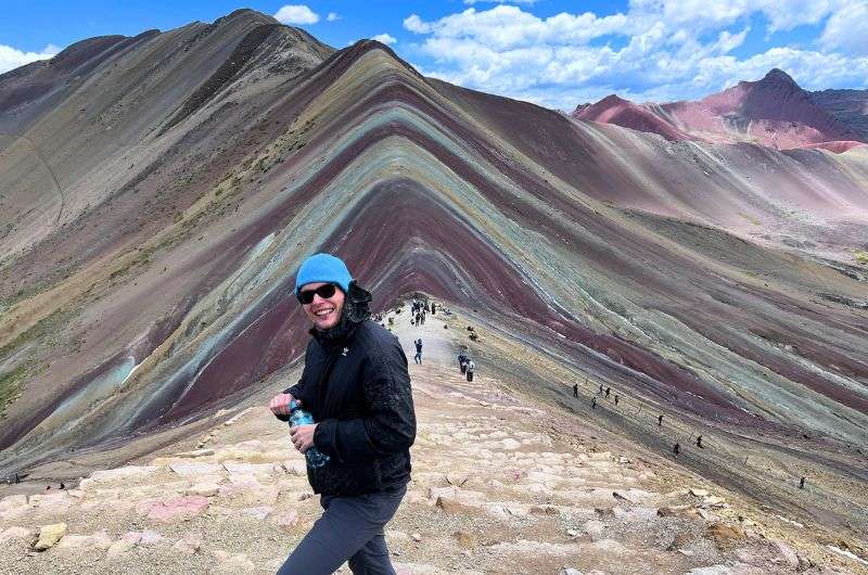 Tourist at Rainbow Mountain in Peru, photo by Next Level of Travel