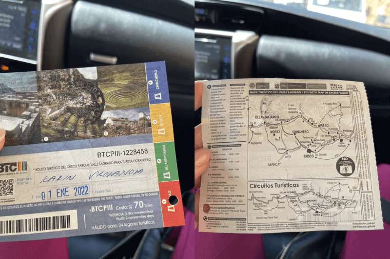 The circuit 3 Cusco Tourist Ticket with map, Peru