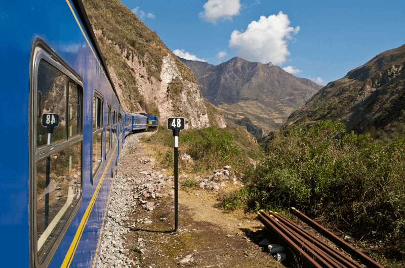 Taking a train to get to Machu Picchu ruin, Peru