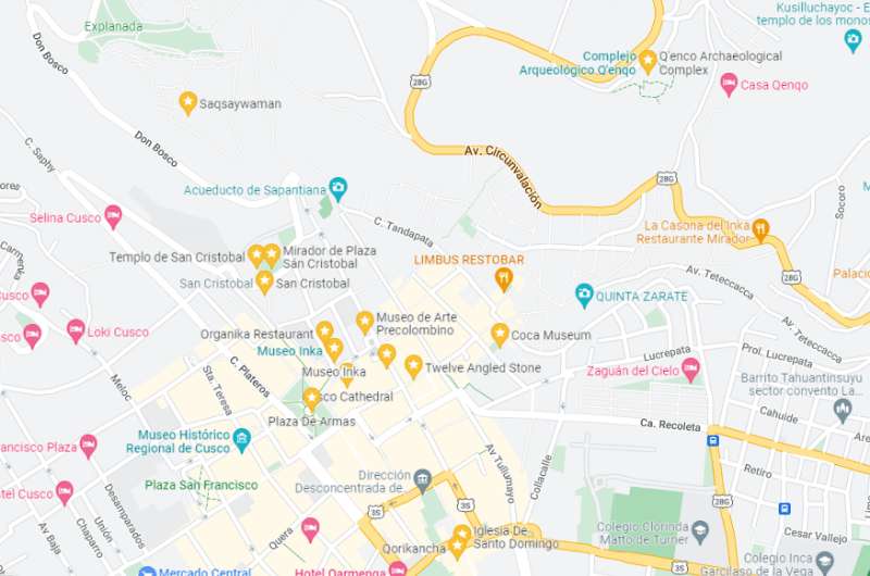 Cusco map of top things to see 