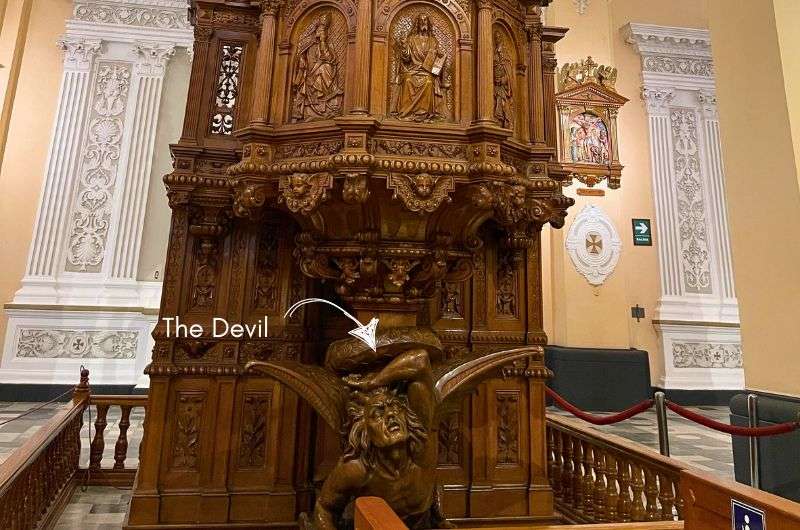 The devil in Arequipa Basilica Cathedral, Peru itinerary, photo by Next Level of Travel