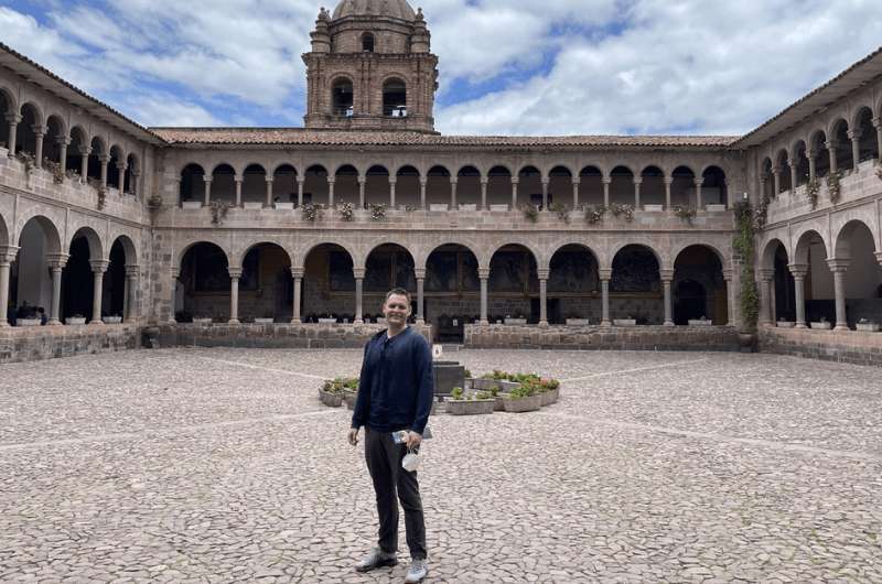 In the courtyard of the Museum of Pre-Columbian Art in Cusco