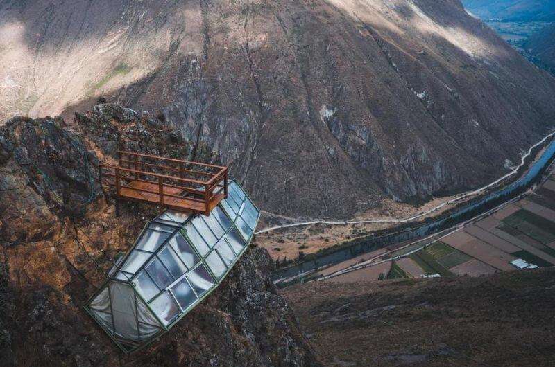 One of the pods on the cliff at Vertical Sky Luxury Suits in Sacred Valley in Peru