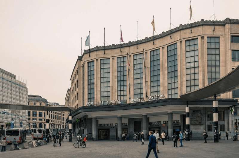 The exterior of the Brussels Central Train Station in Belgium