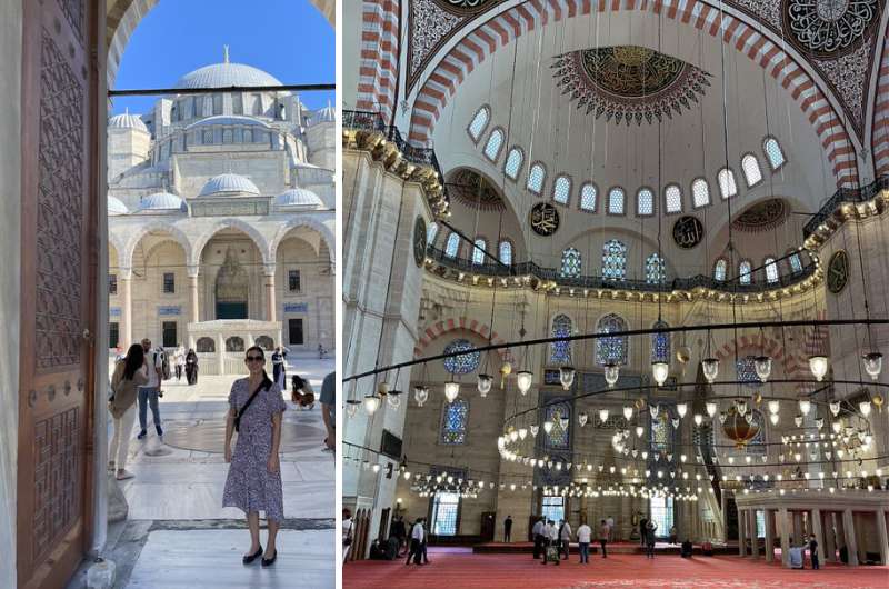 The exterior and interior of the Suleymaniye Mosque in Istanbul, photo by Next Level of Travel