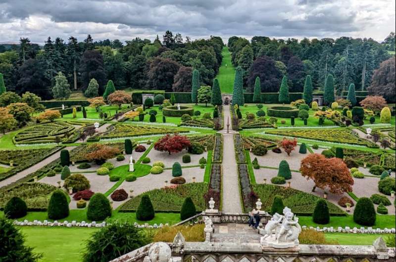 Drummond Castle Gardens in Scotland, the formal part of the gardens 