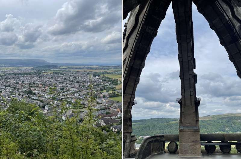 The views from the top of the Wallace Monument, Scotland