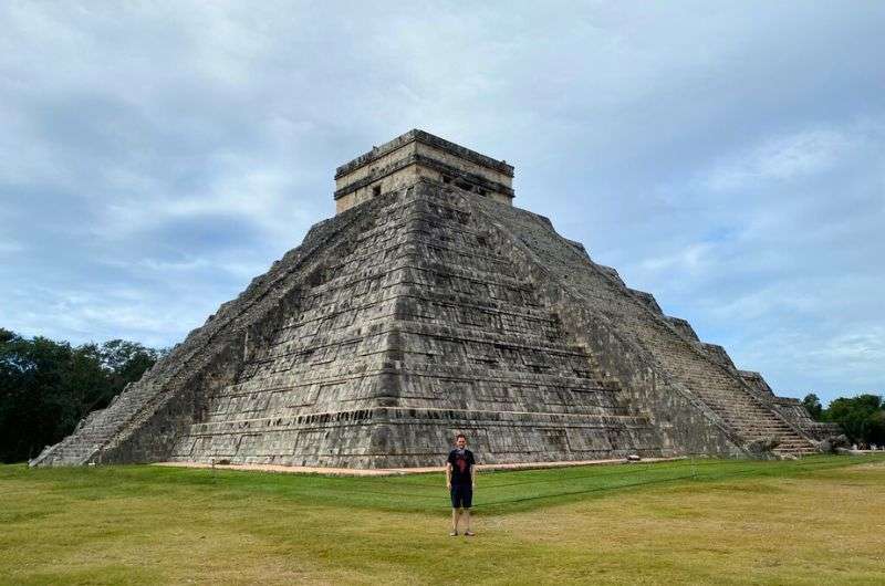 A tourist in Chichén Itzá, Mexico