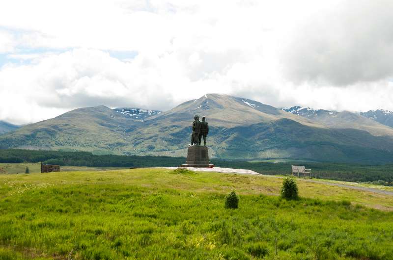 Commando Memorial with mountains in the background, Scotland 