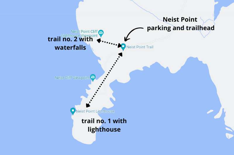 Map of the different trails at Neist Point on Isle of Skye