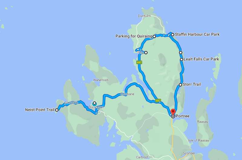 Map showing stops for day 4 of Highlands itinerary