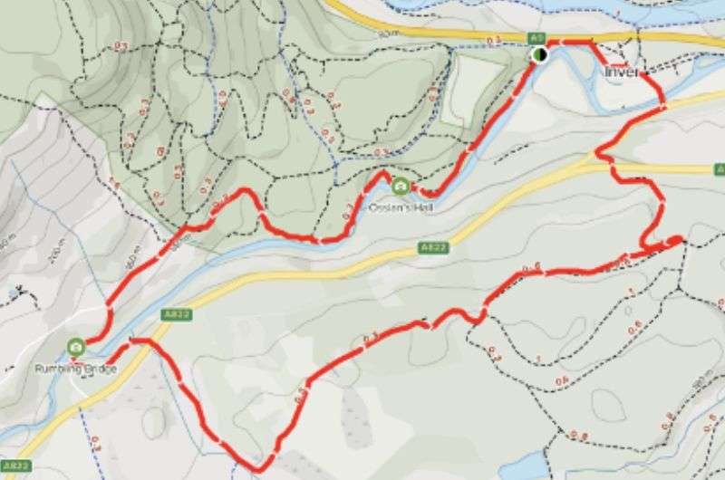 Hermitage and River Braan hike map