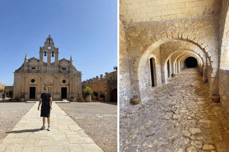 interior and exterior of Arkadi Monastery, Greece