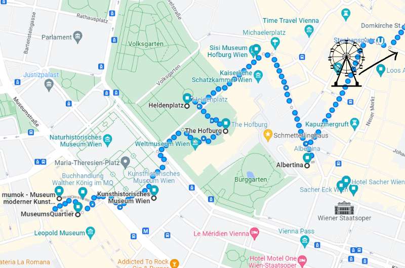 Map of day 3 of Vienna itinerary