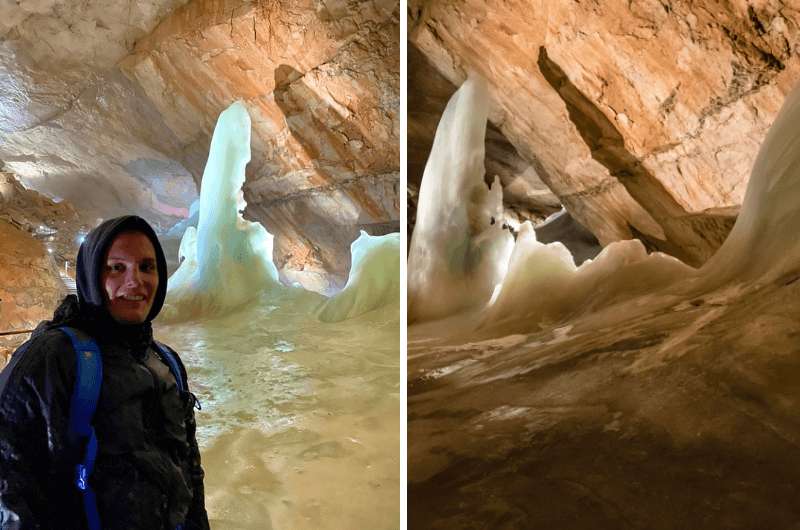 A tourist in the Dachstein cave 