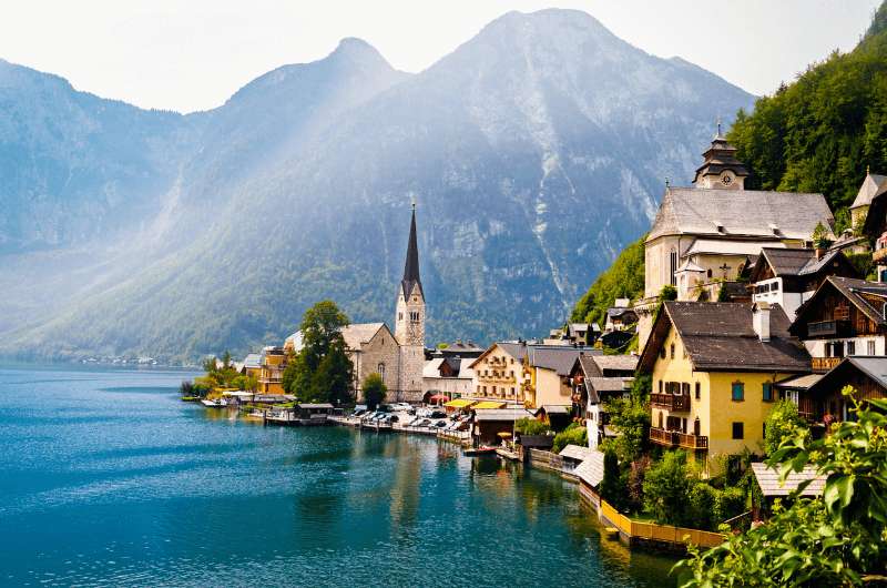 Hallstatt with mountains in the background, Austria most beautiful places