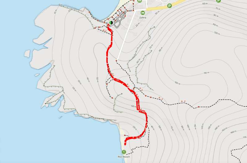 Map of Matala - Red Beach trail