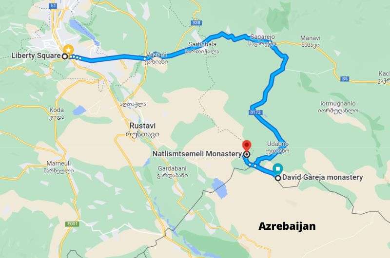 Map Showing Day Trip From Tbilisi To David Gareja 12 