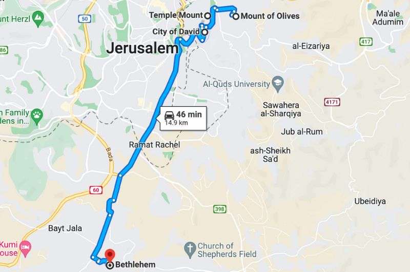 Map of Jerusalem itinerary day 3 