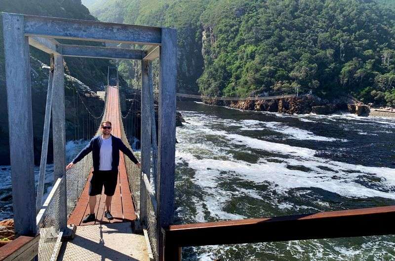 Jan on the bridge over the Storms river, Photo by Next level of travel