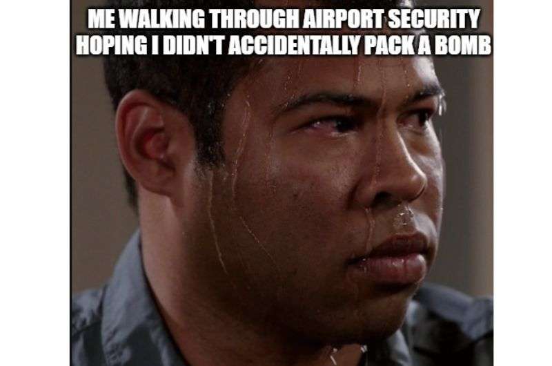 Meme about going through the airport security