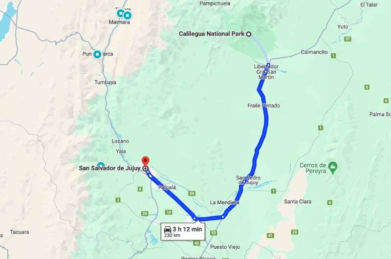 Map of the fifth day of Salta&Jujuy itinerary