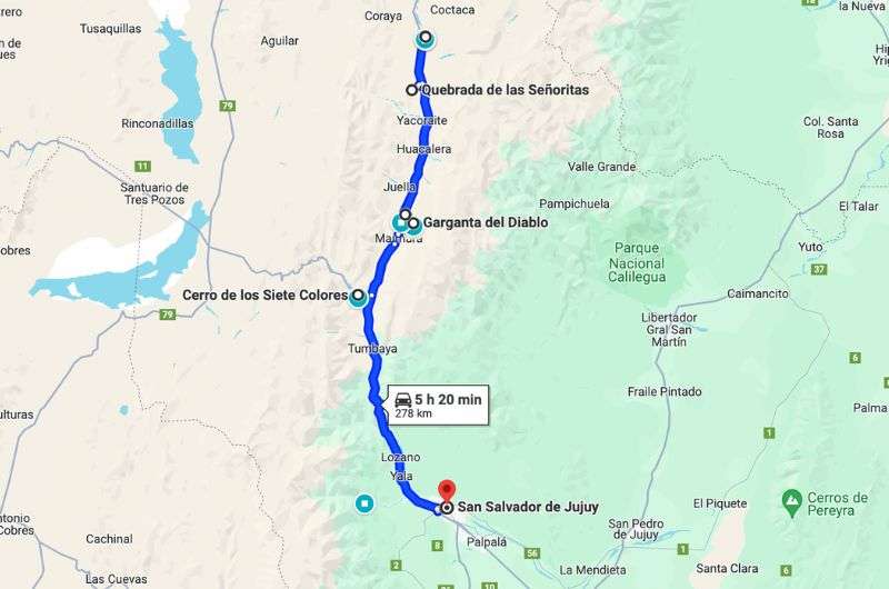 Map of the fourth day of Salta&Jujuy itinerary