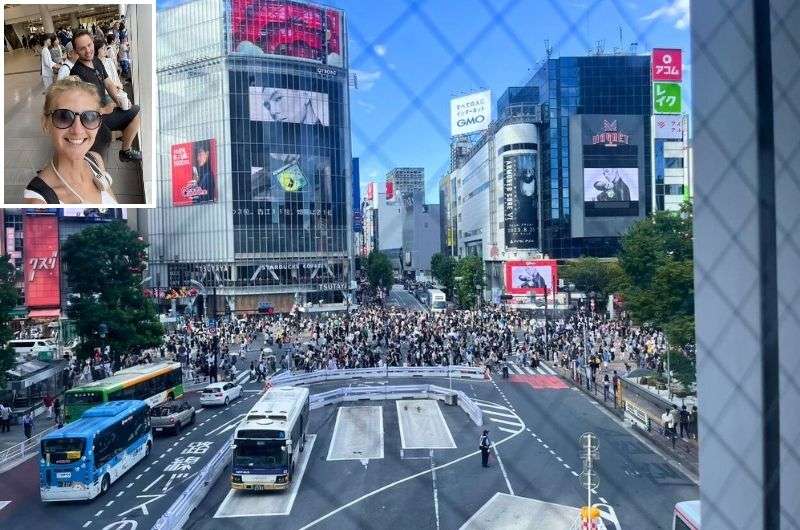 Looking over the Shibuya Crosswalk in Tokyo Japan