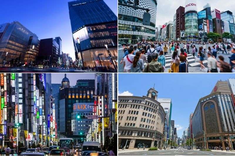 Photos of Ginza district during the day and the night