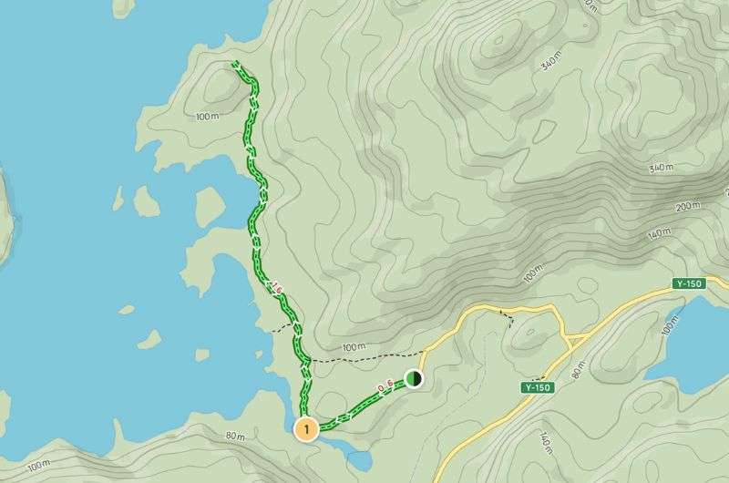 Map of the Cuernos Lookout hike, Patagonia