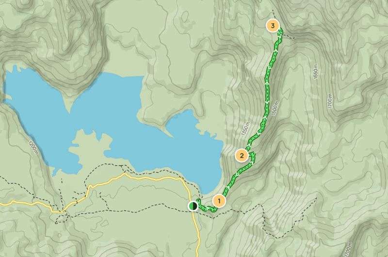 Map of the Sendero Sierra Nevada hike, Patagonia