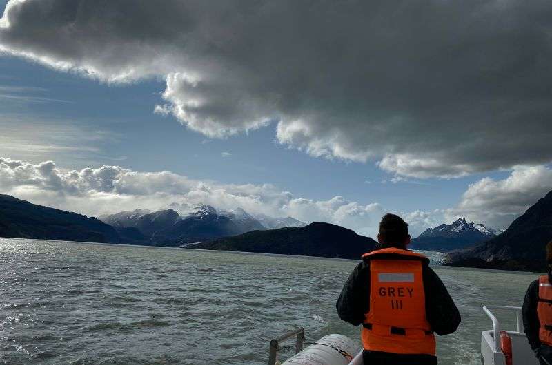 Taking a boat in Camp Grey, Patagonia, Chile