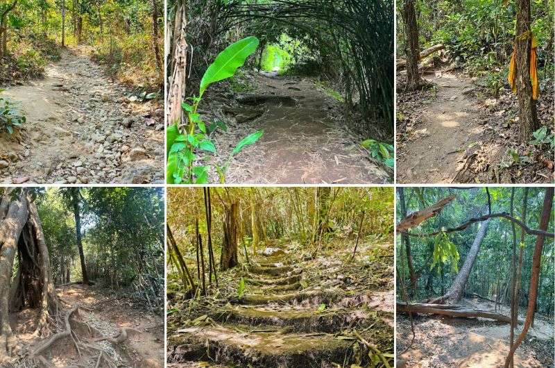 Photos showing the terrain on the Monk’s Trail, Chiang Mai hiking trail