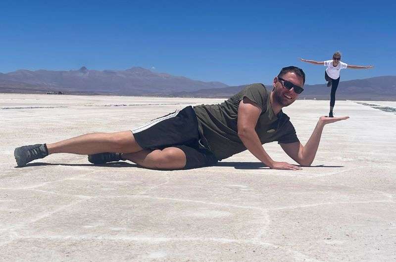 Taking pictures in Salinas Grandes in Argentina by Next Level of Travel