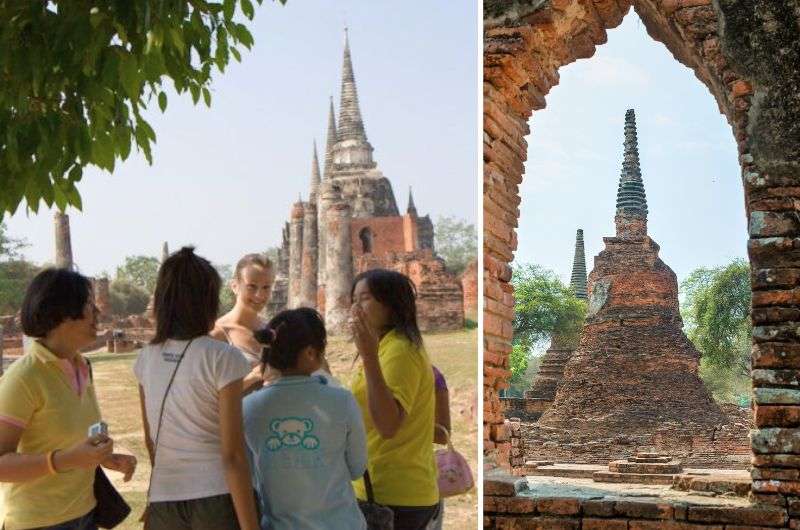 Talking to students in Ayutthaya, Bangkok itinerary by Next Level of Travel